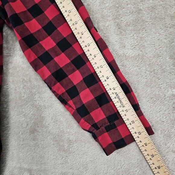 Eddie Bauer Henley Shirt Women's XXL Red Black Buffalo Plaid Long Sleeve Outdoor - Picture 6 of 10